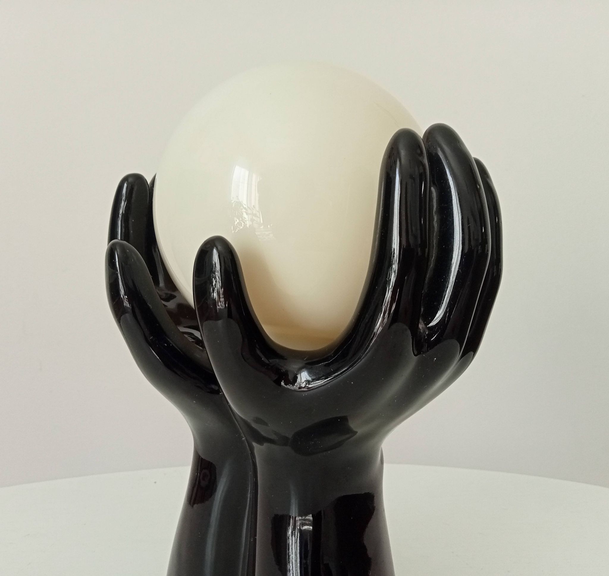 Vintage Italian ceramic and opaline lamp from the 80s