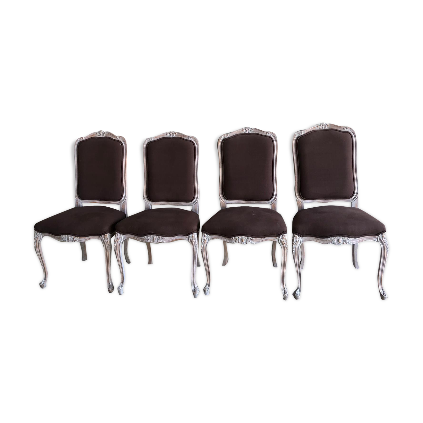 4 chairs type louis xv cerused