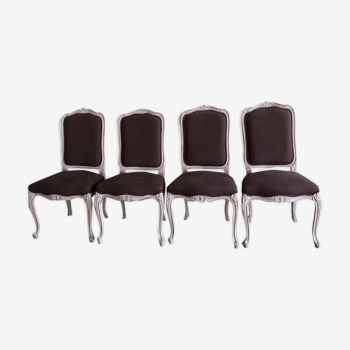 4 chairs type louis xv cerused