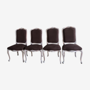 4 chaises type louis xv cérusées