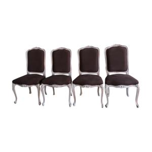 4 chaises type louis xv cérusées