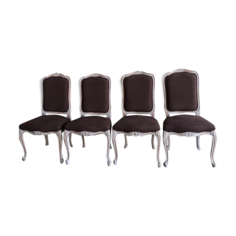 4 chairs type louis xv cerused