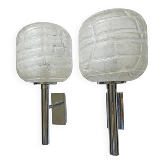 Pair of Rare Midcentury Wall Lamps Doria Leuchten, Germany, 1970s