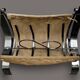 Antique wrought iron, wood and suede magazine rack - 4.1 kg - 1950s