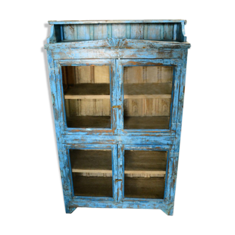 Showcase blue buffet furniture sideboard Cabinet wood teak metal India