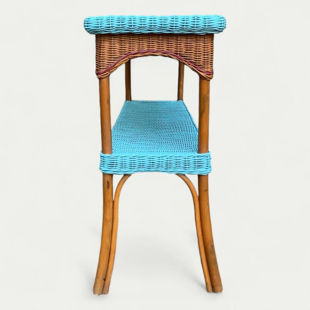 Vintage woven rattan and wicker console