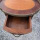 Oval bedside table in Louis XV style with marquetry.