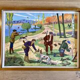 Educational poster elocution Rossignol vintage 60s - hunting and fair