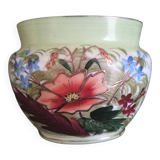 Hand-painted opaline vase, abstract floral patterns