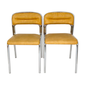 chaises métal et skaï vintage 70
