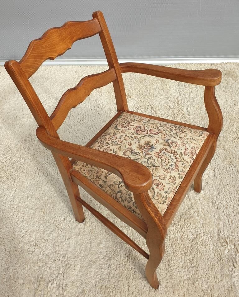 Fauteuil bridge de bureau assise tapisserie vintage 1950