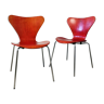 Pair of chairs 3107 by Arne Jacobsen for Fritz Hansen, 1976