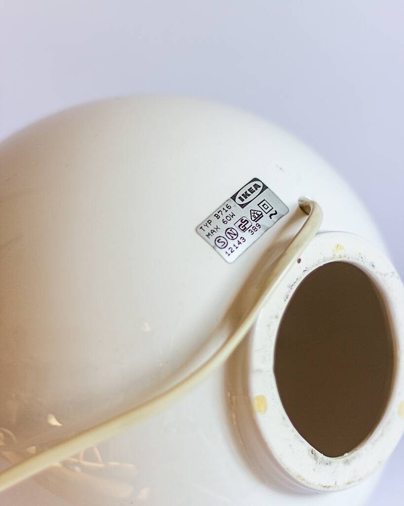 Racket white ceramic lamp base, Ikea, 1989