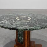 Art Deco Oak and Green Marble Coffee Table, France, 1920