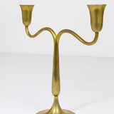 Two-armed brass chandelier from Vienna by Hagenauer, mid-century candle holder, Austria, 1940s.