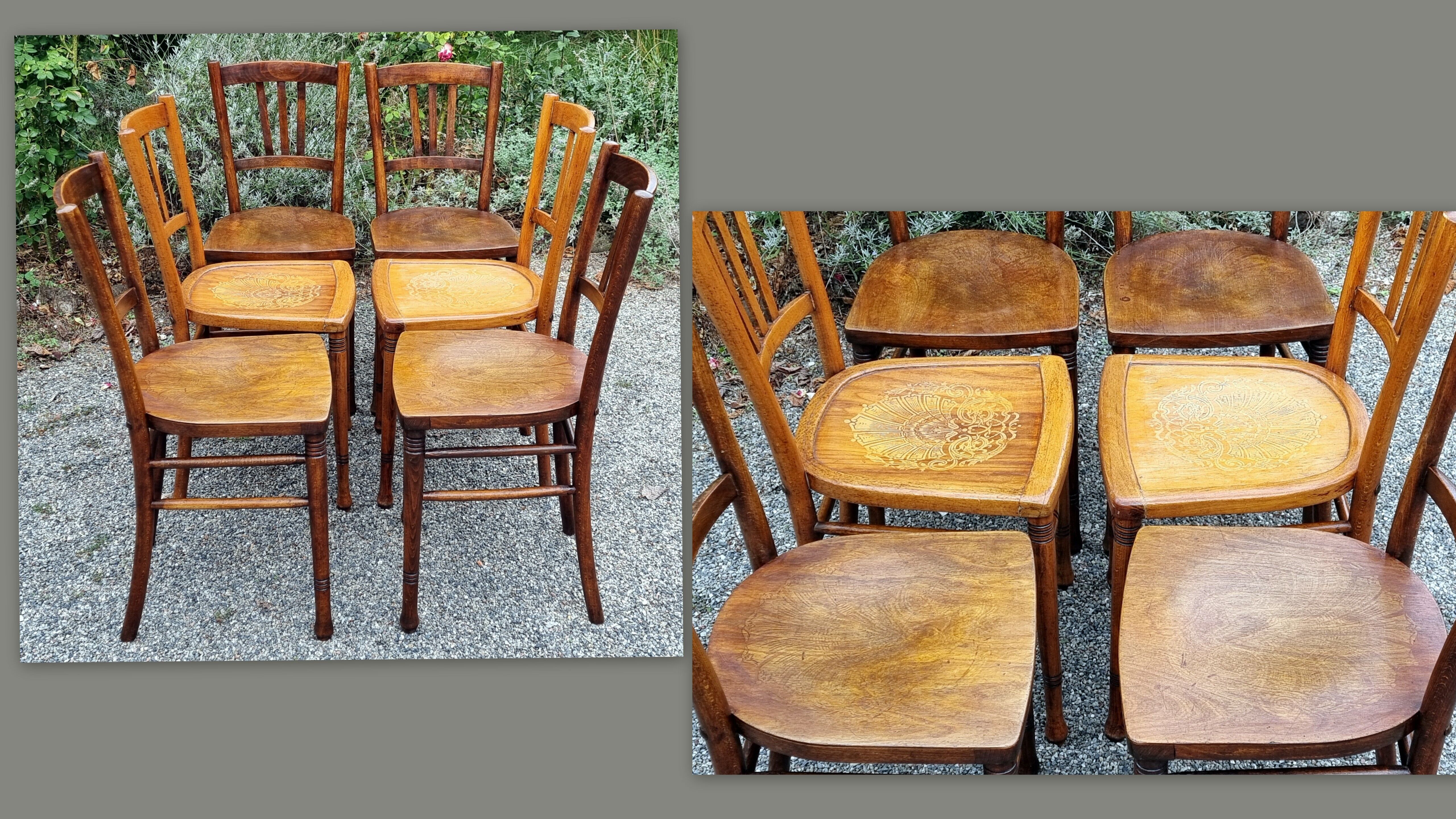 6 chairs bistrot companion 30/40s
