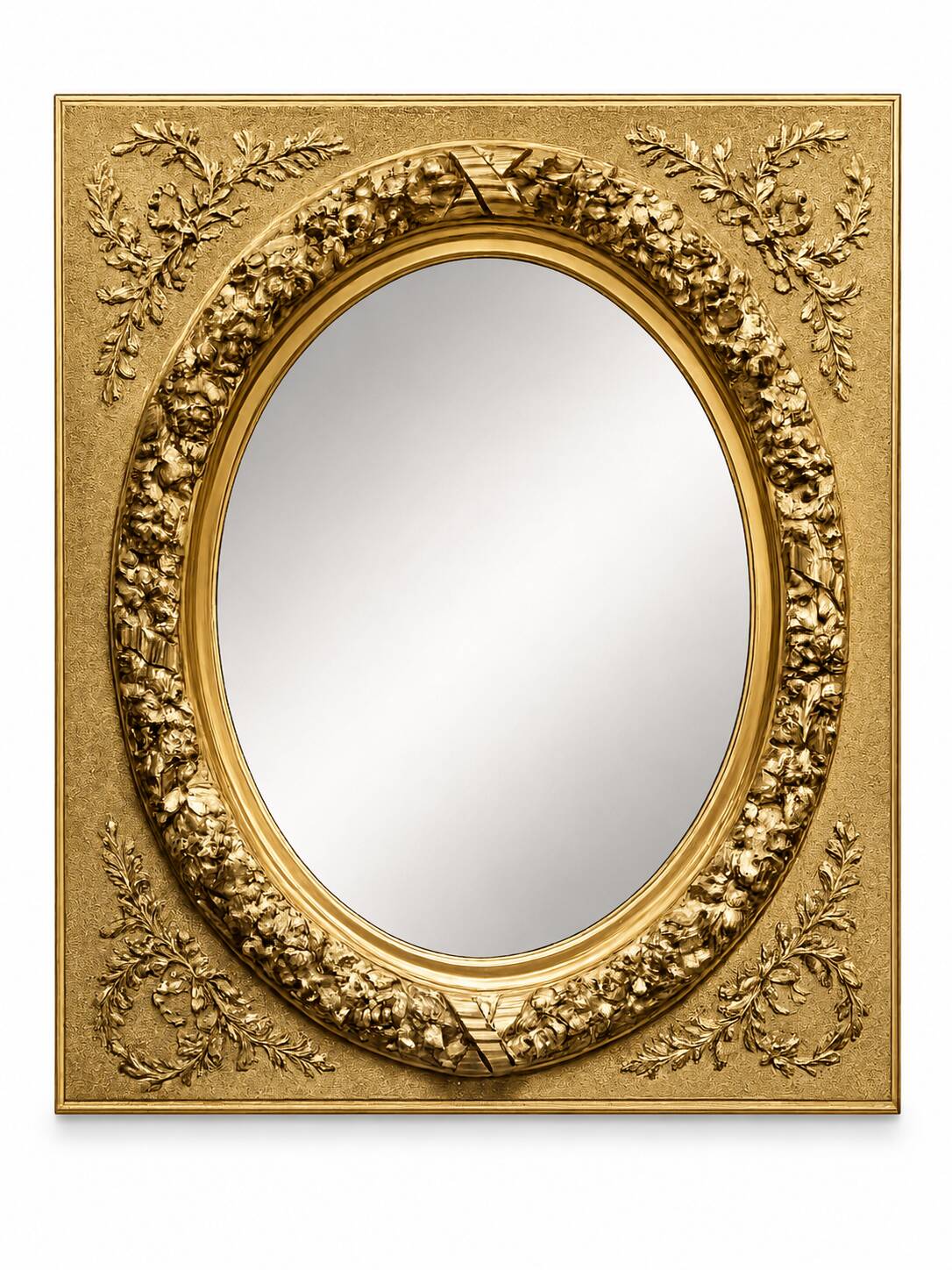 Large Louis XVI style mirror in gilded wood and composition – Early 20th century.