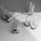 Lot of 6 drinking glasses - silver base, engraved wheat and floral decoration - Italy 1960s
