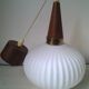 Suspension in opaline, teak and brass by Louis Kalff, c.1960