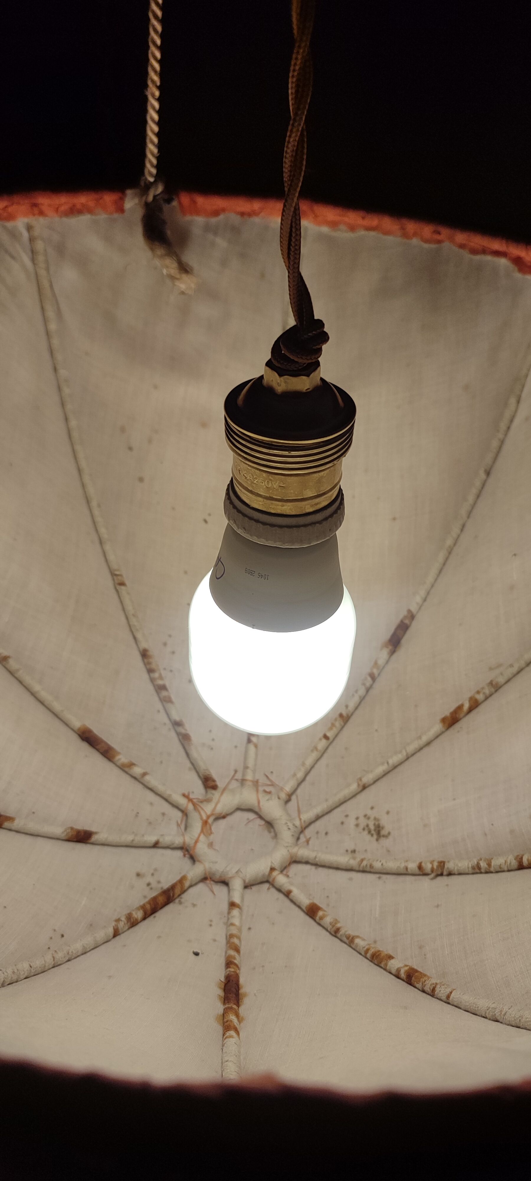Ceiling lamp made of satin fabric and crystals, Spain, 1940
