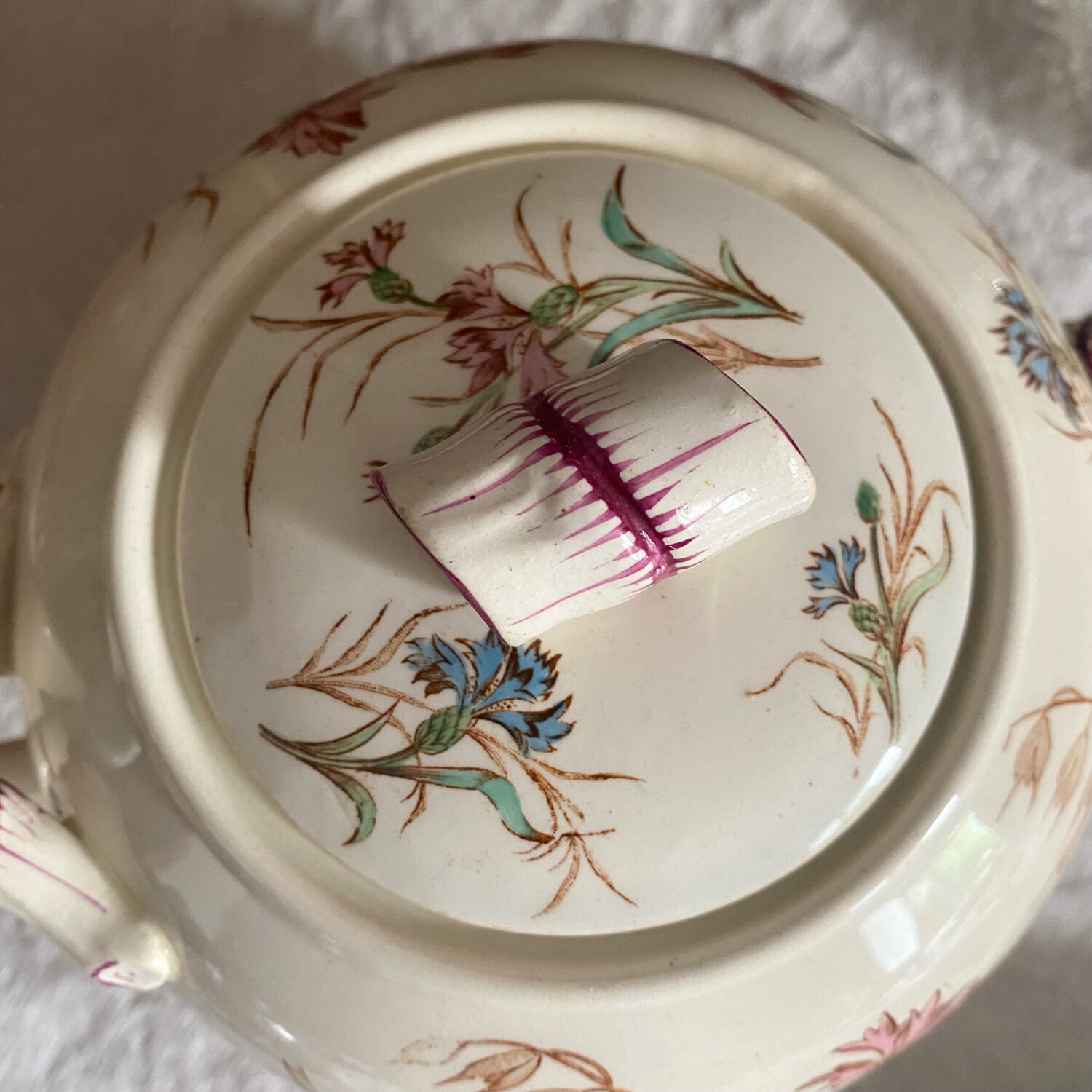 K&G Luneville Cornflower Polychrome Ironstone Teapot