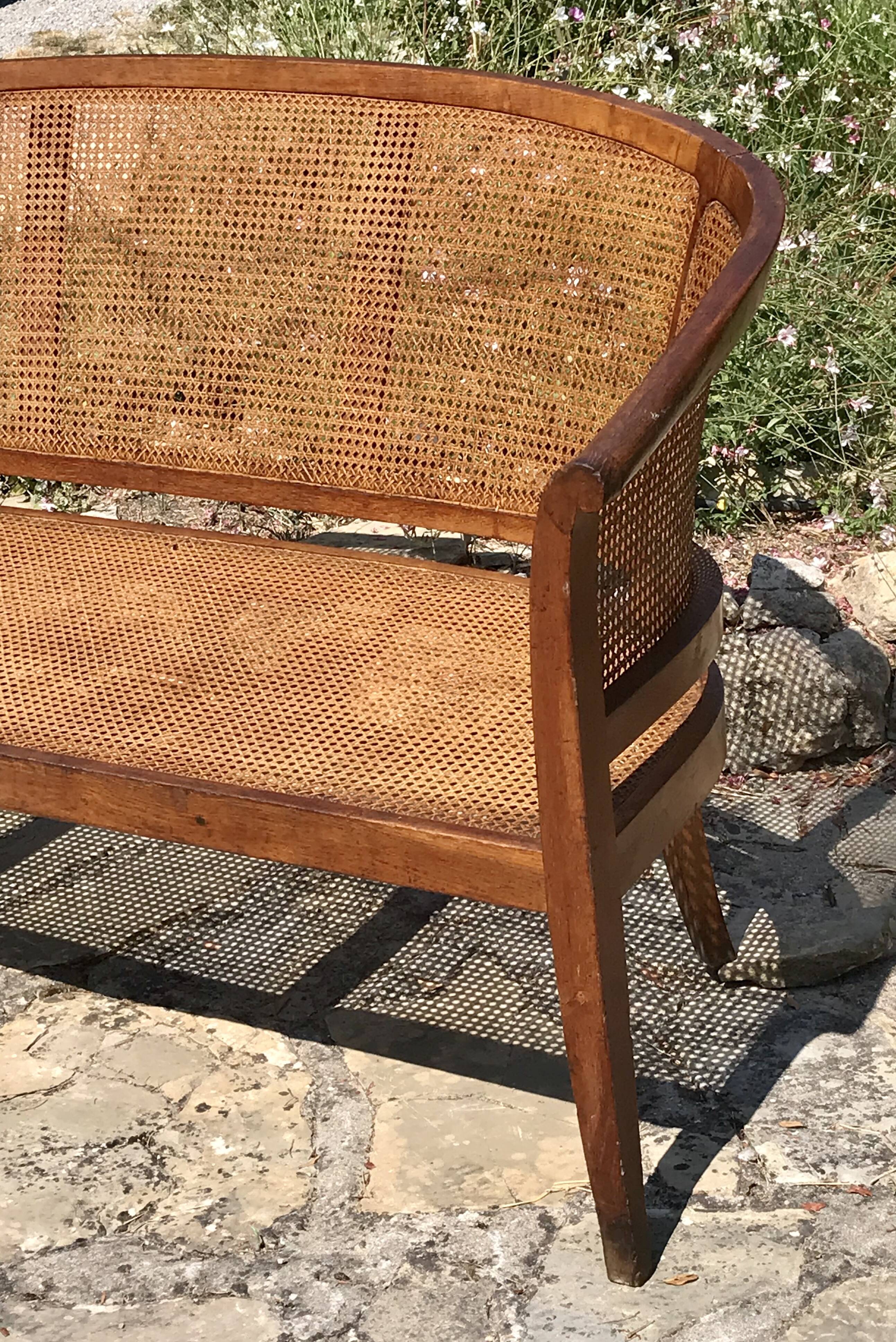 Old cane basket sofa