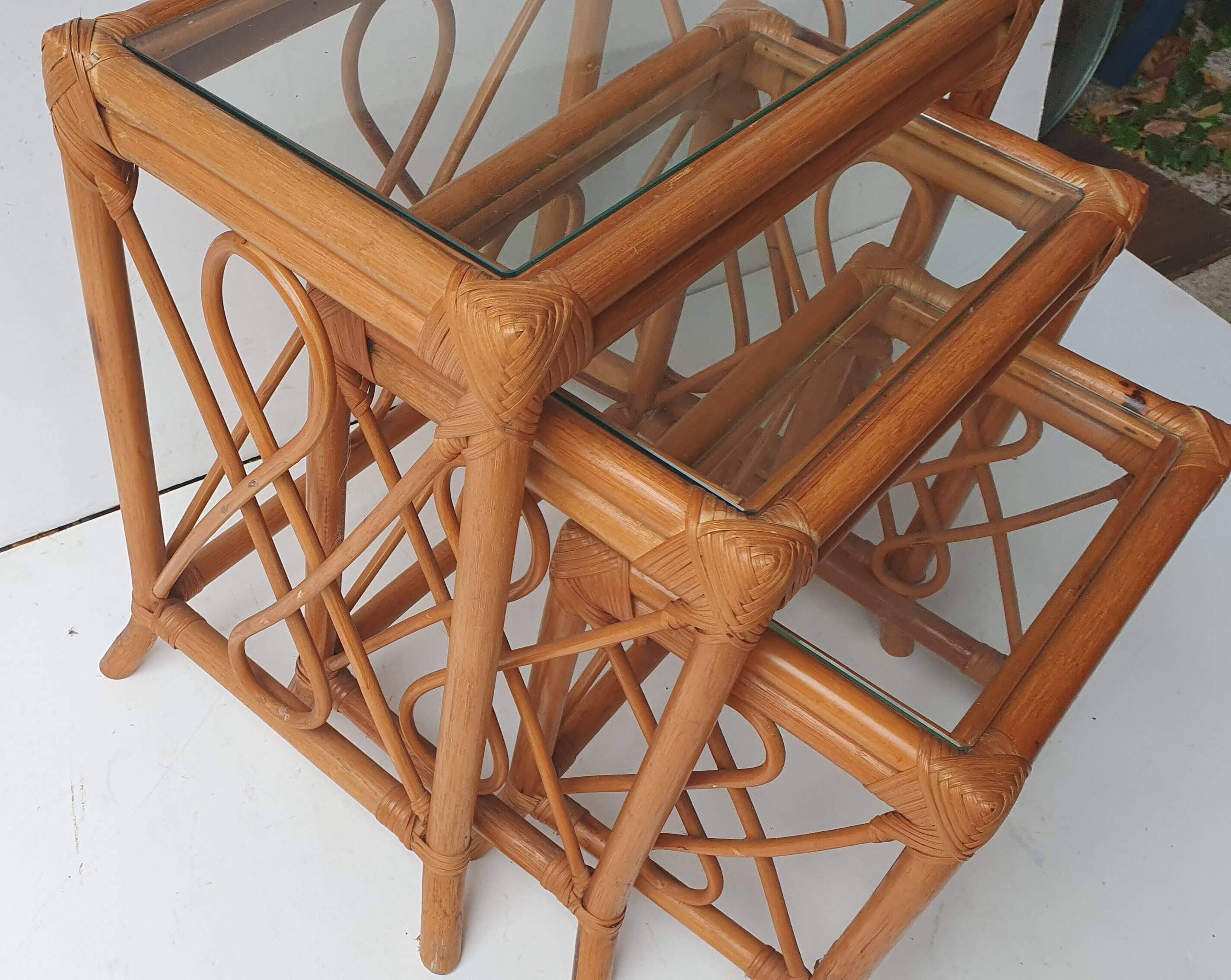 Rattan nesting tables