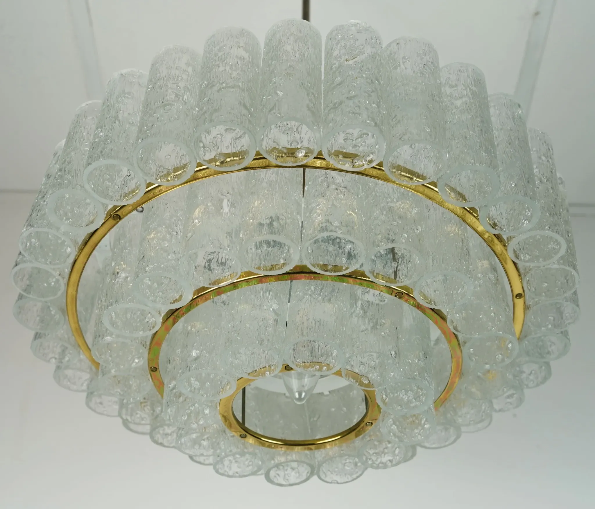1960s vintage mid century doria ice glass CHANDELIER with 63 glass tubes