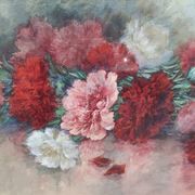Still life with peonies by Madeleine Renaud (XXth)