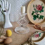 Bougeoir en verre ciselé art déco