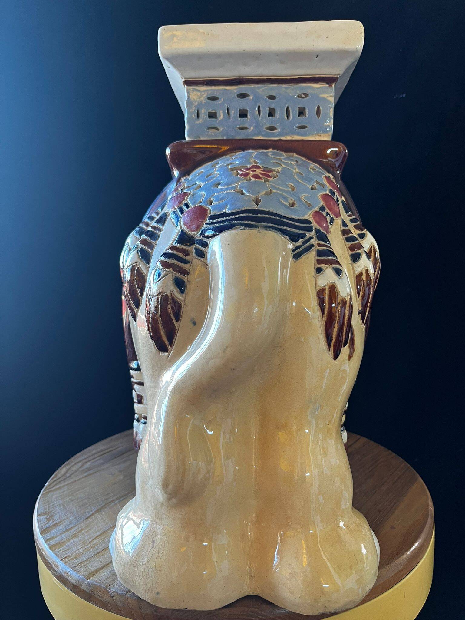 Elephant plant pot ceramic 1970s - xl - blue -