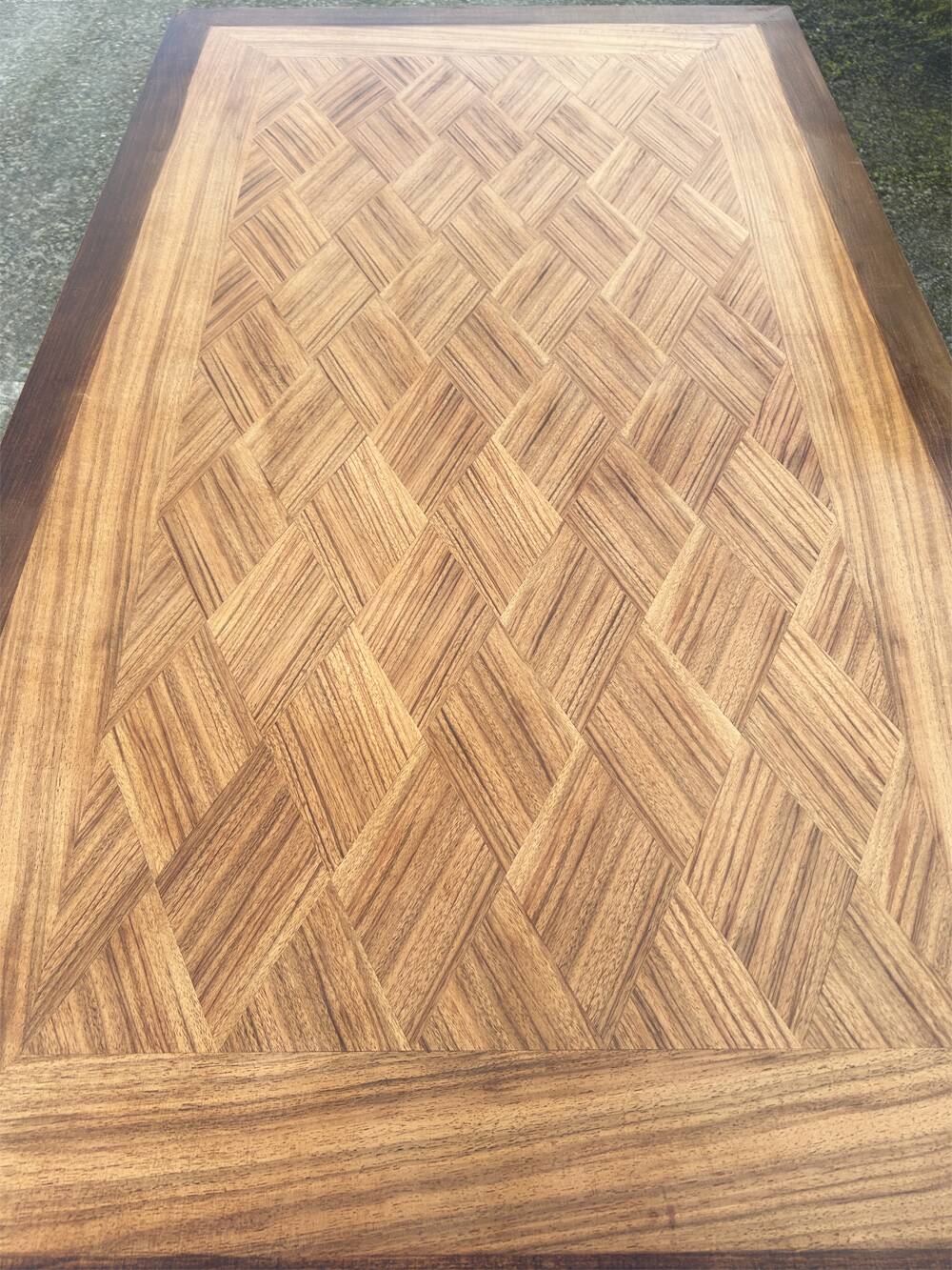 Large extendable table, marquetry, oak, vintage, 1950s
