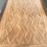 Grande table extensible, marqueterie, chêne, vintage, années 50