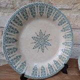 Set of 6 old flat plates, Annam model, opaque porcelain from Gien Terre de Fer