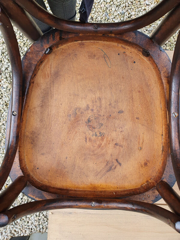 2 mahogany varnished bistro chairs