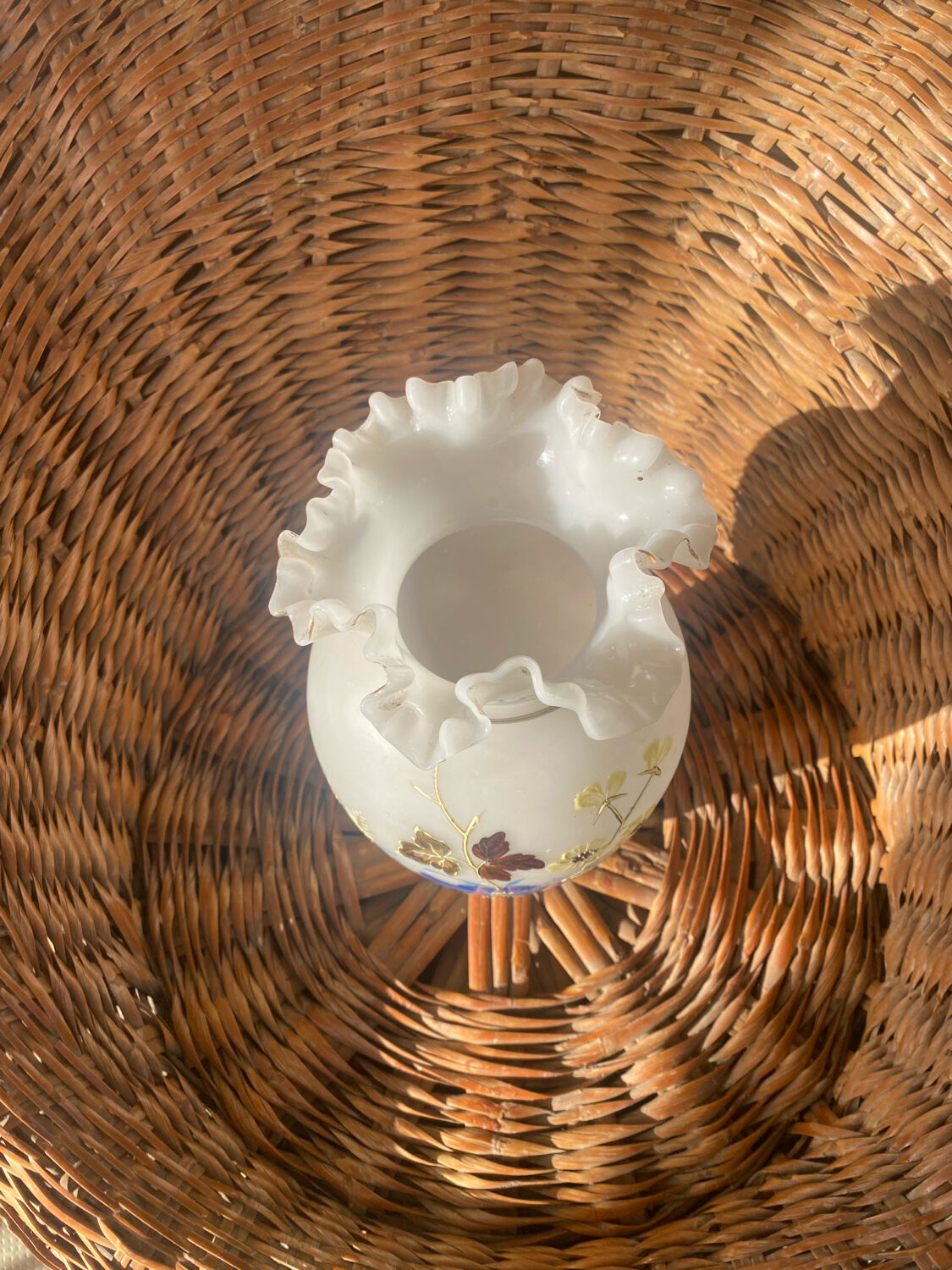 Antique enamelled opaline vase