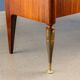 Vintage drop-leaf secretary desk in exotic wood and brass, 1950s.