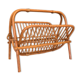 Rattan magazine rack from the 60s/70s