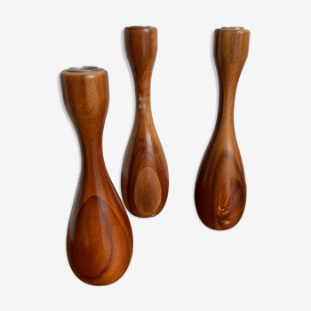 Trio de bougeoir danois en bois