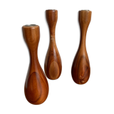 Danish wooden candlestick trio