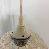 Vintage globe pendant in amber bubble glass