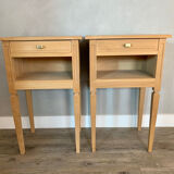 Pair of raw oak bedsides