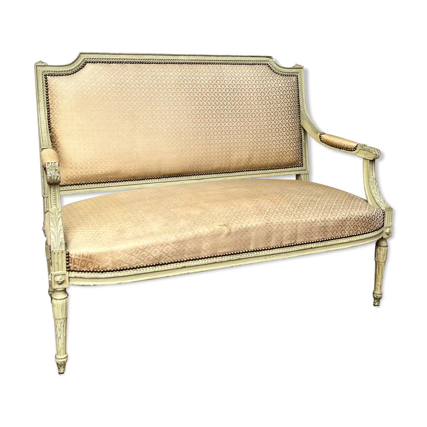 Painted Wooden Bench with Back to The Queen Style Louis XVI XIX Eme Century