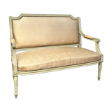 Banquette en bois peint à dossier à la reine de style Louis XVl XlX eme siècle