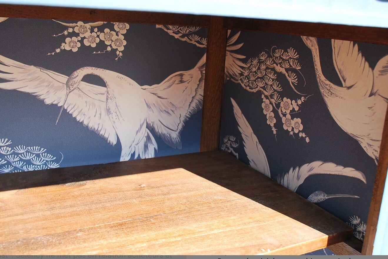 Buffet haut art deco rénové bleu