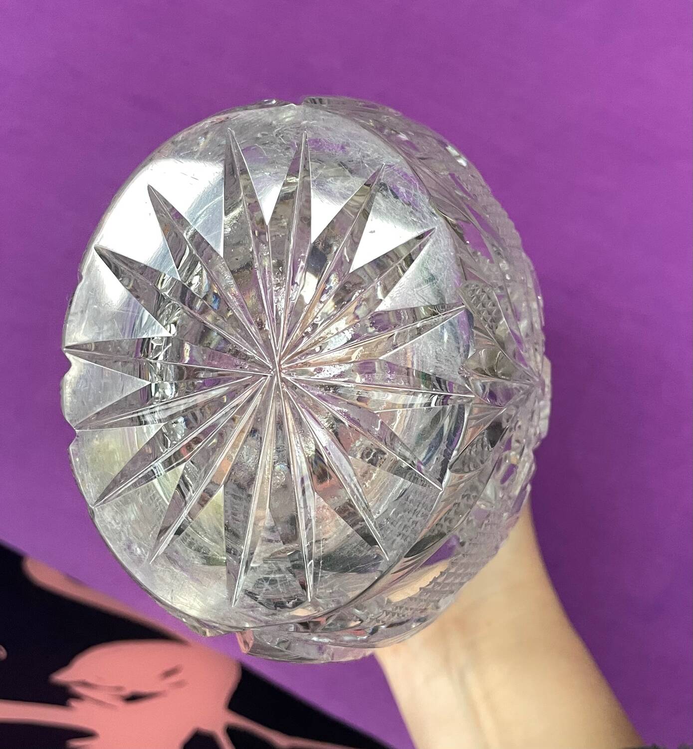 Bohemian crystal decanter and 4 glasses