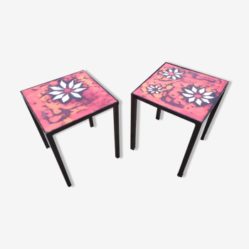 Paire de tables céramique années 60-70