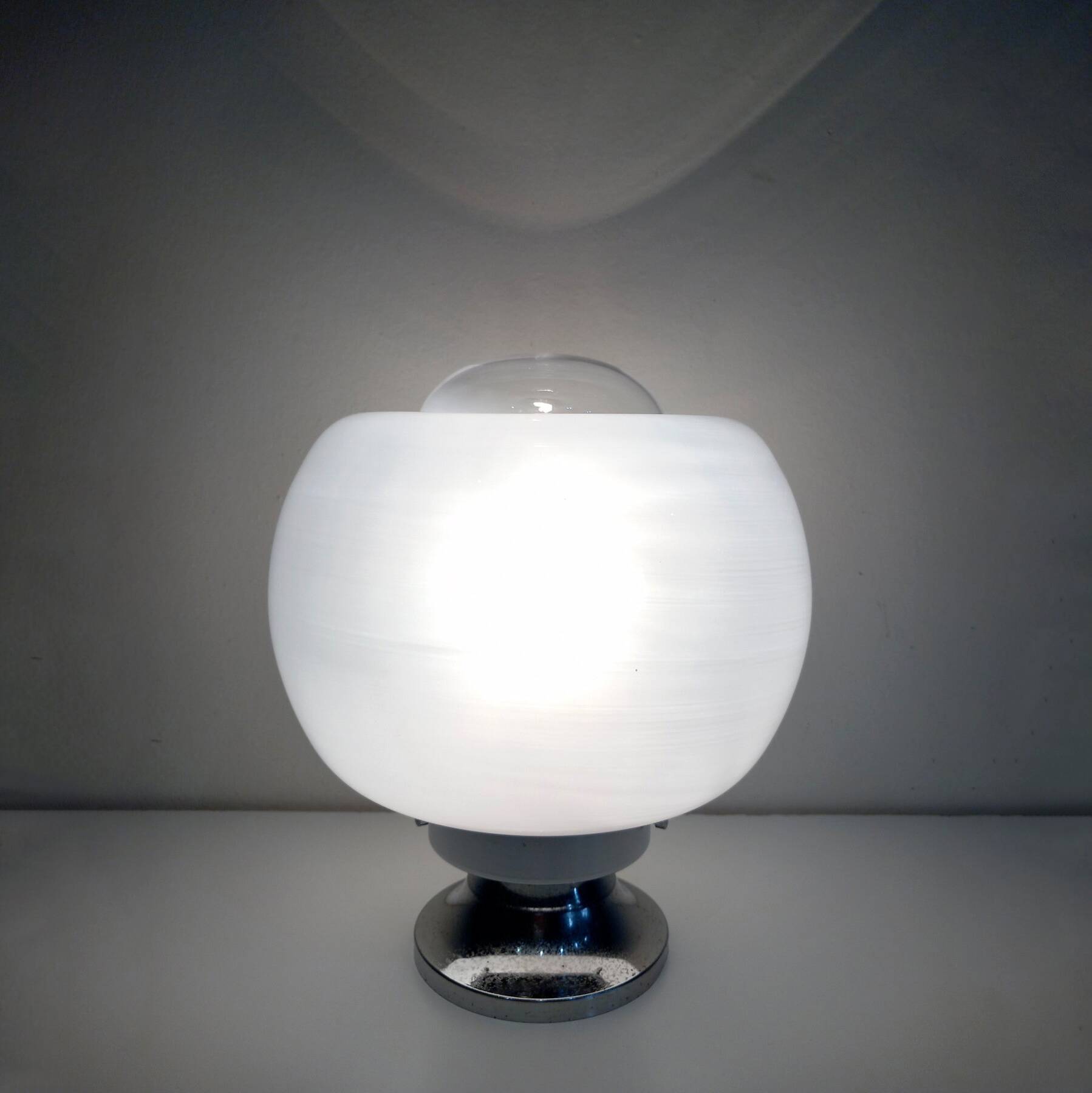 Vintage Table Lamp • Steel & Glass • Murano • Space Age • 1970