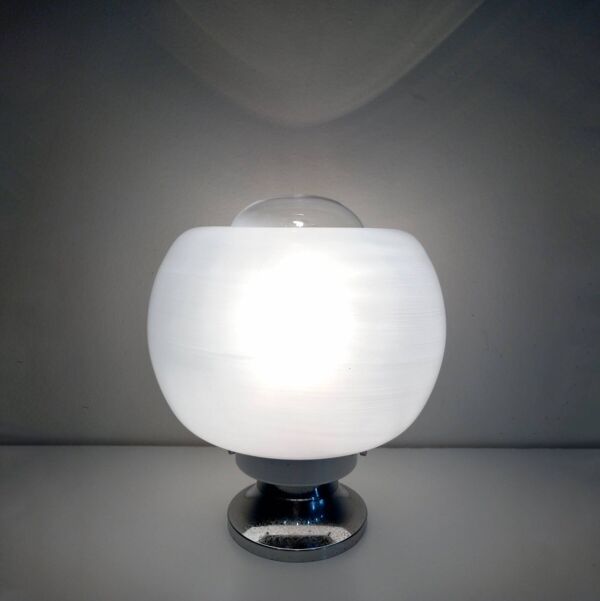 Lampe de Table Vintage • Acier & Verre • Murano • Space Age • 1970