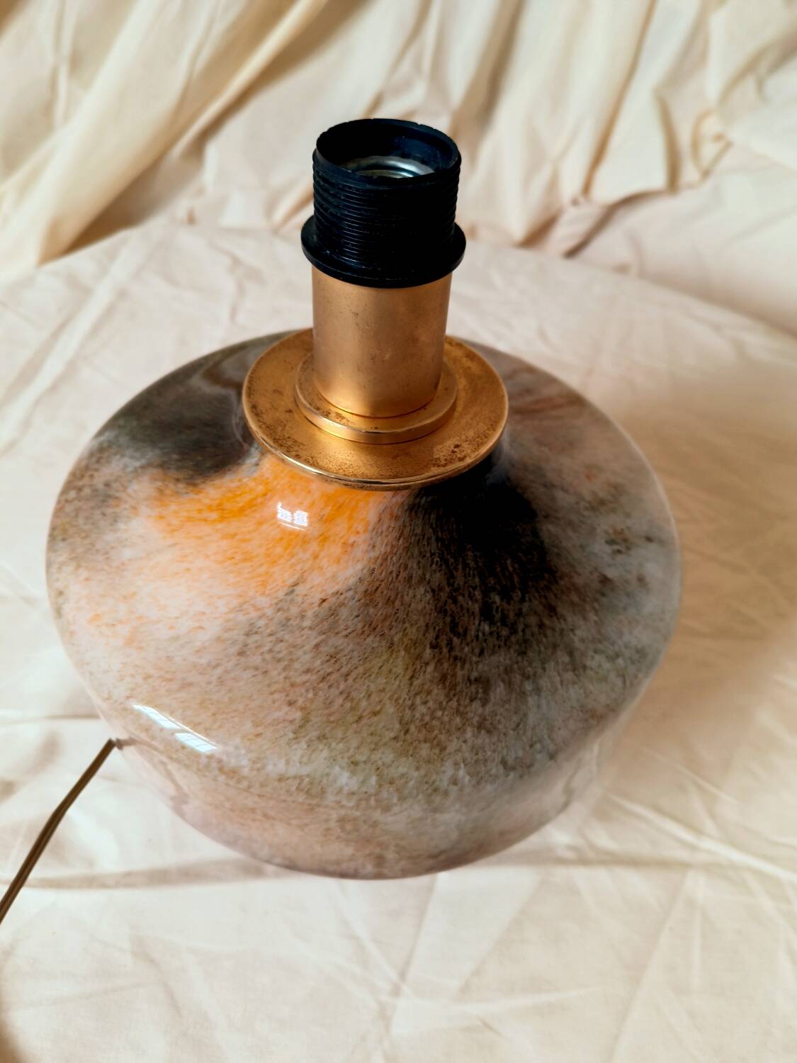 Handmade lamp in brass and Murano glass